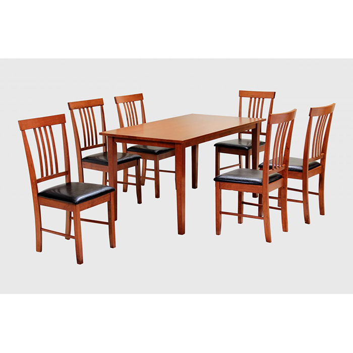 Massa Rubber Wood Dining Set With 6 Dining Chairs - Click Image to Close